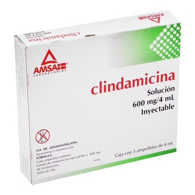 CLINDAMICINA 600 MG/4 ML 5 AMP IM, IV AMSA