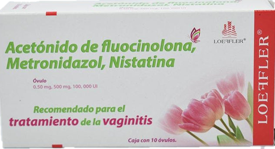 ACETONIDO DE FLUOCINOLONA, METRONIDAZOL, NISTATINA 10 OV LOEFFLER