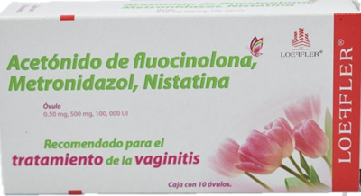 ACETONIDO DE FLUOCINOLONA, METRONIDAZOL, NISTATINA 10 OV LOEFFLER