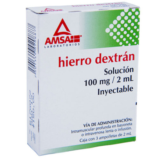 HIERRO DEXTRAN 100 MG/2 ML 3 AMP AMSA