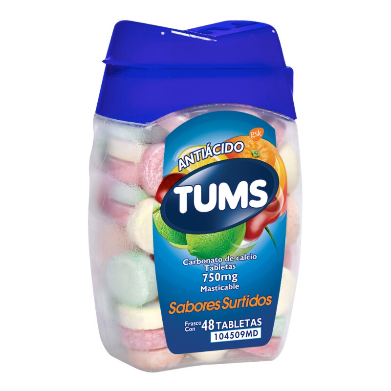 TUMS SAB SURTIDOS 750 MG 48 TAB MAST