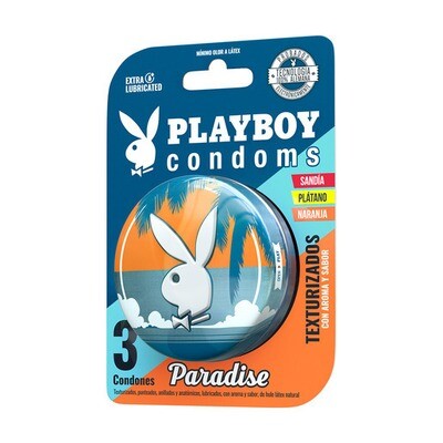 CONDONES PLAYBOY TEXTDO PARADISE LATA 3 PZAS