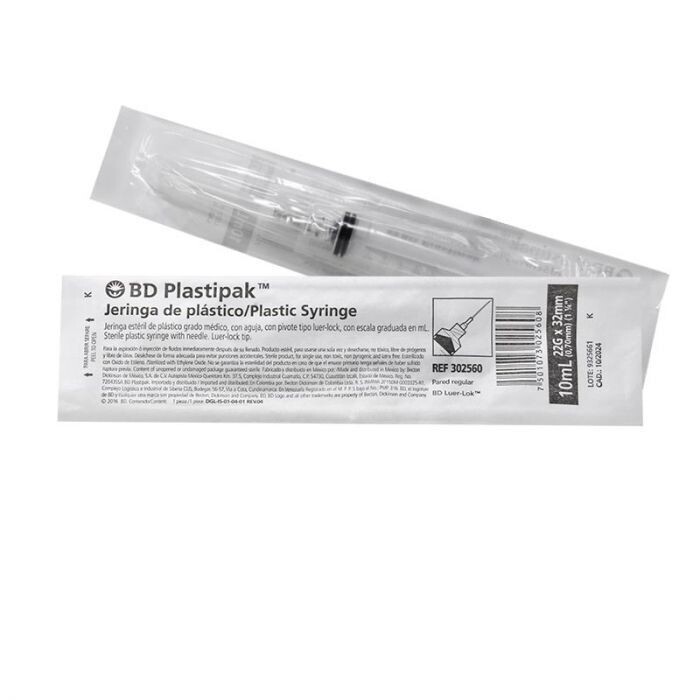 JERINGA 10 ML NEGRA 22GX32MM PZA BD PLASTIPAK