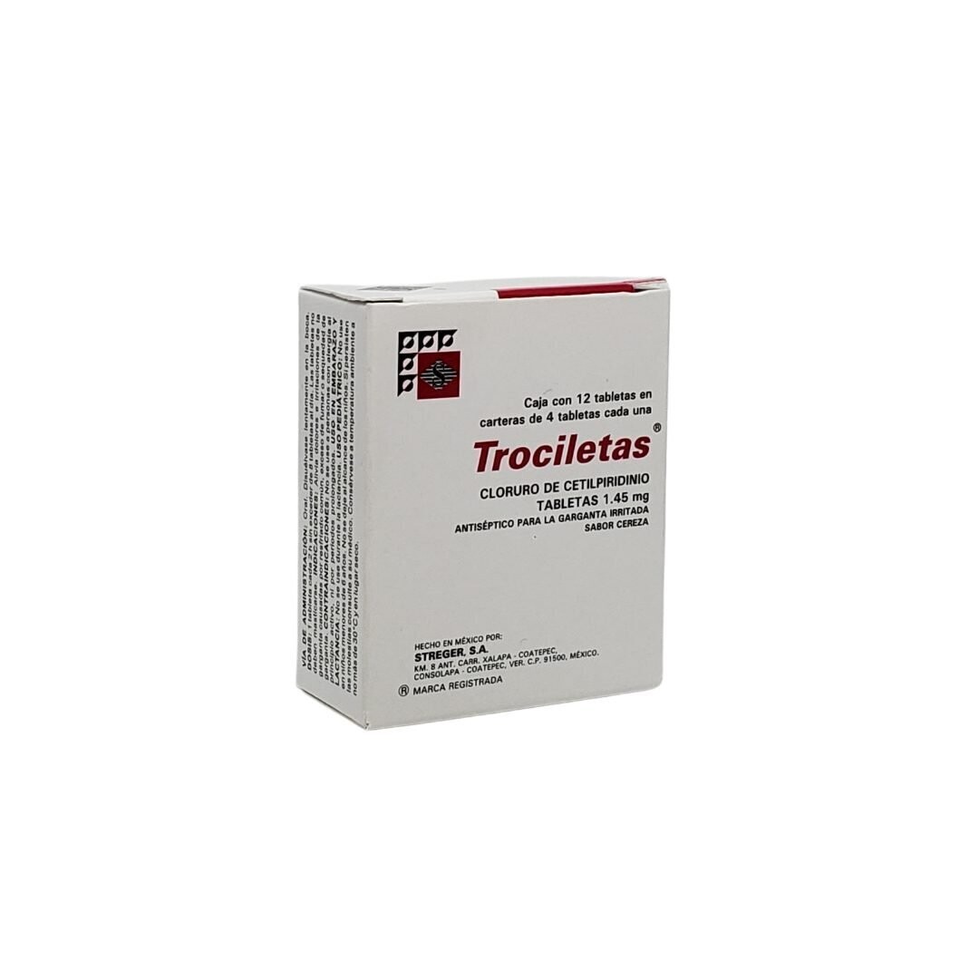 TROCILETAS 1.45 MG 12 TAB CEREZA