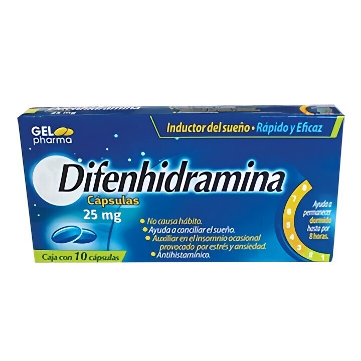 DIFENHIDRAMINA 25 MG 10 CAP GELPHARMA