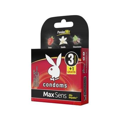 CONDONES PASSION MIX MAXSENS SOBRE  3+1 SAB FRESA, VAINILLA, CHOCOMENTA