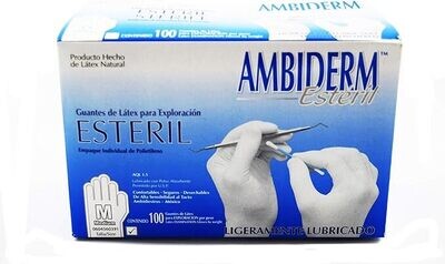 GUANTE MEDIANO ESTERIL 100 PZAS AMBIDERM ESTERIL