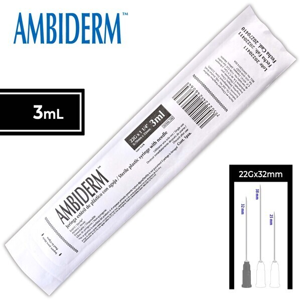 JERINGA 3 ML NEGRA 22GX32MM PZA AMBIDERM