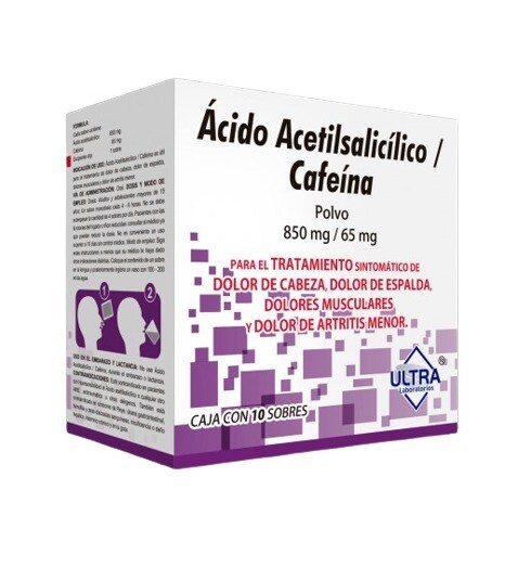 ACIDO ACETILSALICILICO, CAFEINA 850/65 MG 10 SOBRES ULTRA