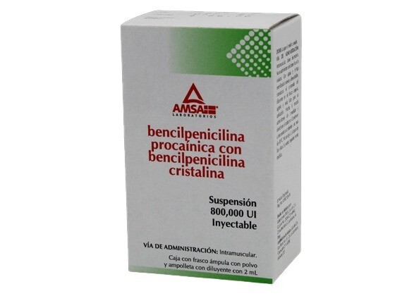 BENCILPENICILINA CRISTALINA CON BENCILPENICILINA PROCAINICA 800,000 UI AMP AMSA