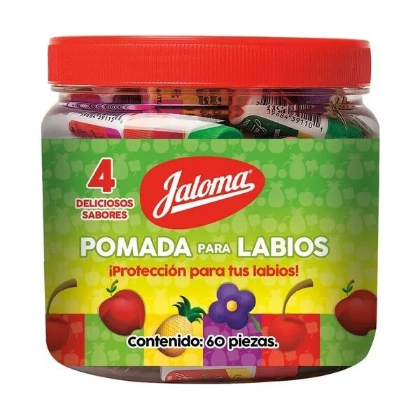 POMADA PARA LABIOS TARRRO 60 PZAS 4 SABORES JALOMA