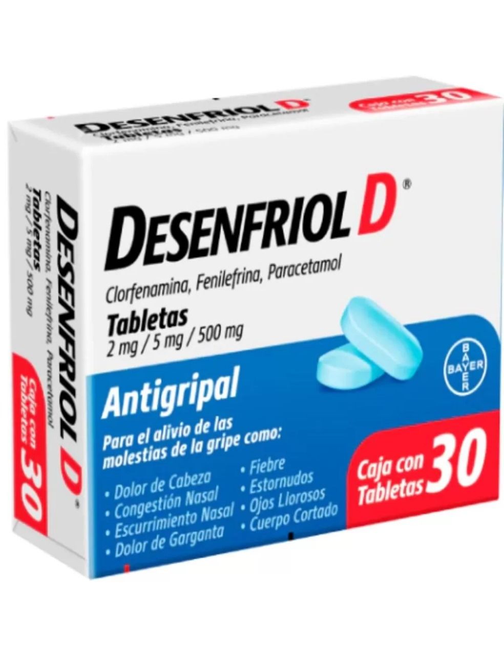 DESENFRIOL D 500/5/2 MG 30 TAB