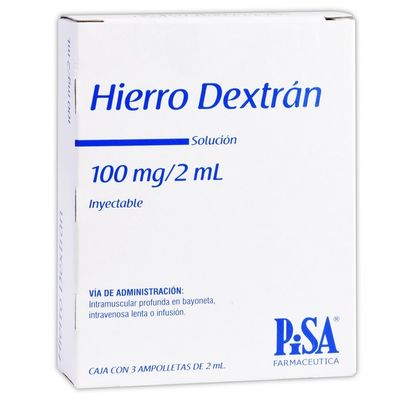 HIERRO DEXTRAN 100 MG/2 ML  3 AMP PISA