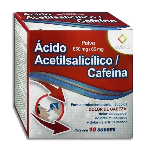 ÁCIDO ACETILSALICÍLICO, CAFEÍNA  850/65 MG 10 SOB POLVO AVIVIA