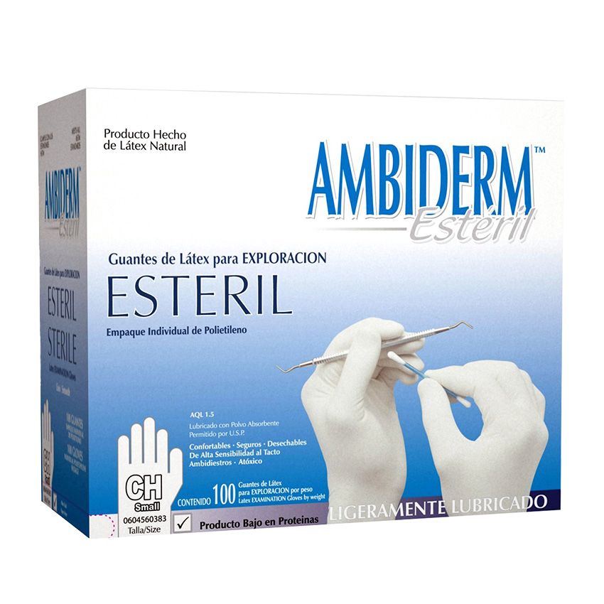 GUANTE CHICO ESTERIL 100 PZAS AMBIDERM