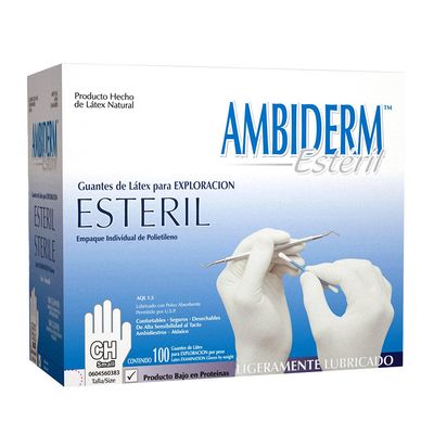 GUANTE CHICO ESTERIL 100 PZAS AMBIDERM
