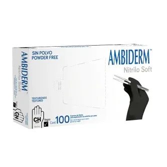 GUANTE CHICO NO ESTERIL NEGRO 100 PIEZAS AMBIDERM NITRILO