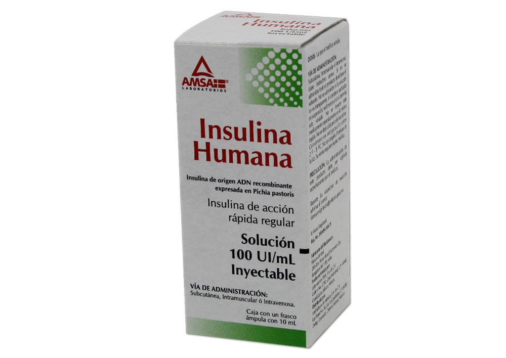 INSULINA HUMANA ORDINARIA ADN R 100UI/10 ML AMP AMSA