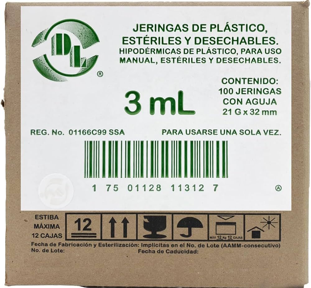 JERINGA 3 ML VERDE 21GX32MM 100 PZAS DL