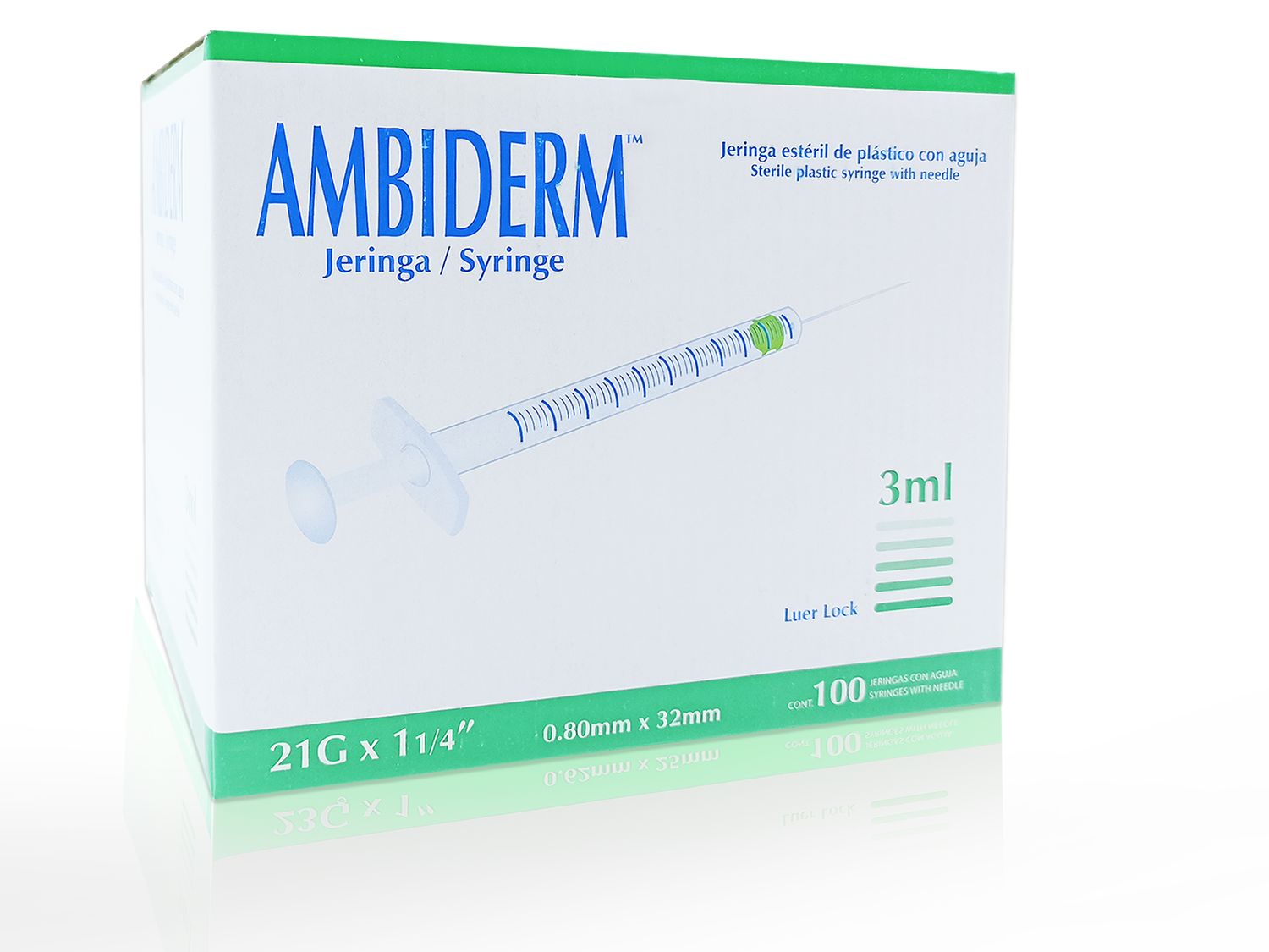 JERINGA 3 ML VERDE 21GX32MM PZA AMBIDERM