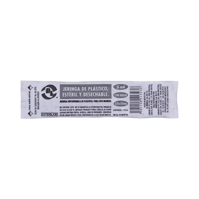 JERINGA 5 ML NEGRA 22GX32MM PZA DL