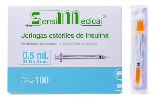 JERINGA INSULINA 0.5 ML 31GX8MM 100 PZAS SENSI MEDICAL