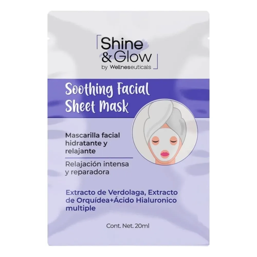 MASCARILLA FACIAL VERDOLAGA, ORQUIDEA, ACIDO HIALURONICO PZA 30 G SHINE &amp; GLOW
