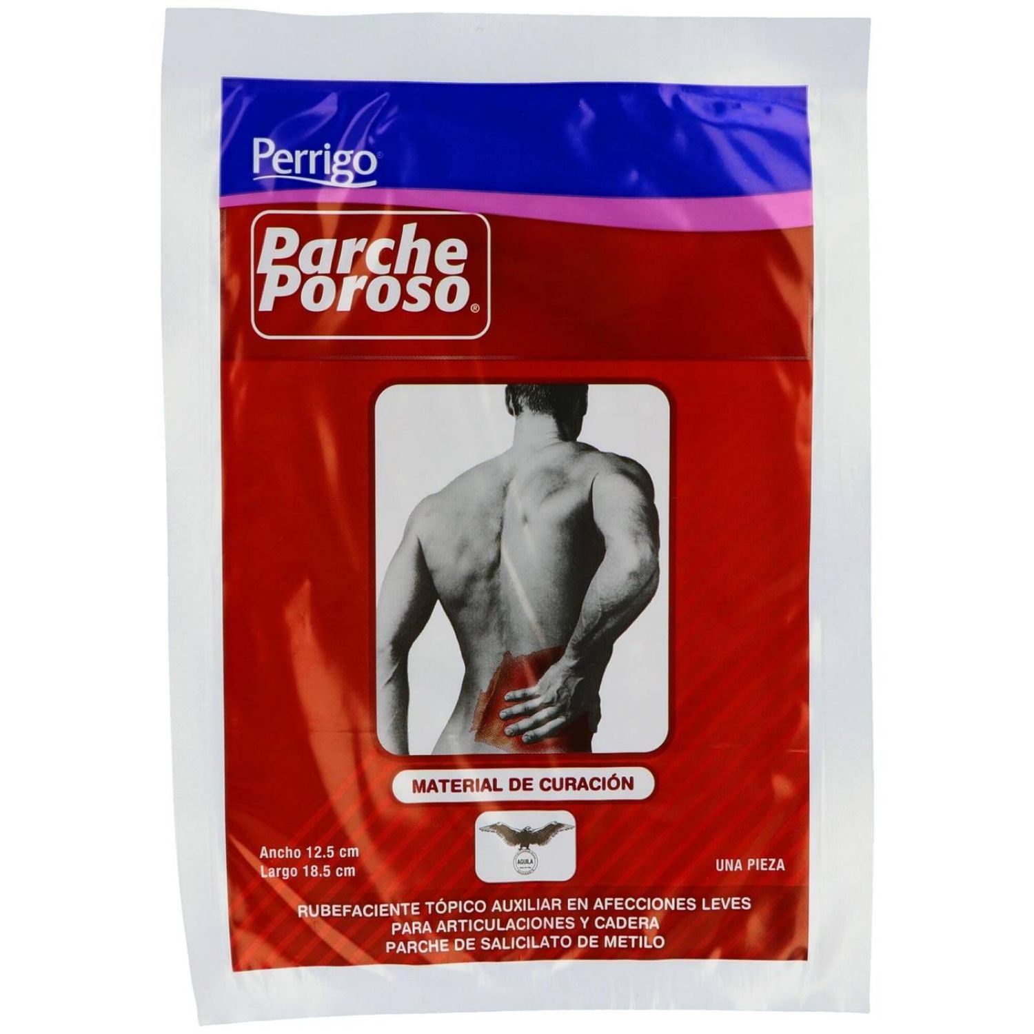 PARCHE POROSO ROJO CHICO 0.077 G 12.5X18.5 CM PZA PERRIGO