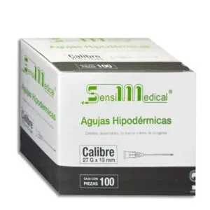 AGUJA HIPODÉRMICA 27Gx12&quot;(13MM) 100 PZAS SENSI MEDICAL