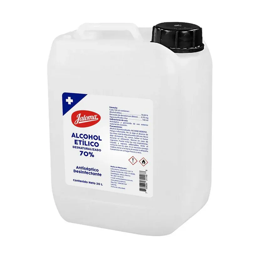ALCOHOL ETILICO DESNATURALIZADO 70° GALON BIDON 20 L JALOMA