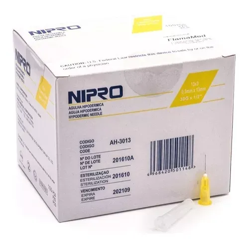 AGUJA HIPODÉRMICA 30GX1/2&quot;(13MM) 100 PZAS NIPRO