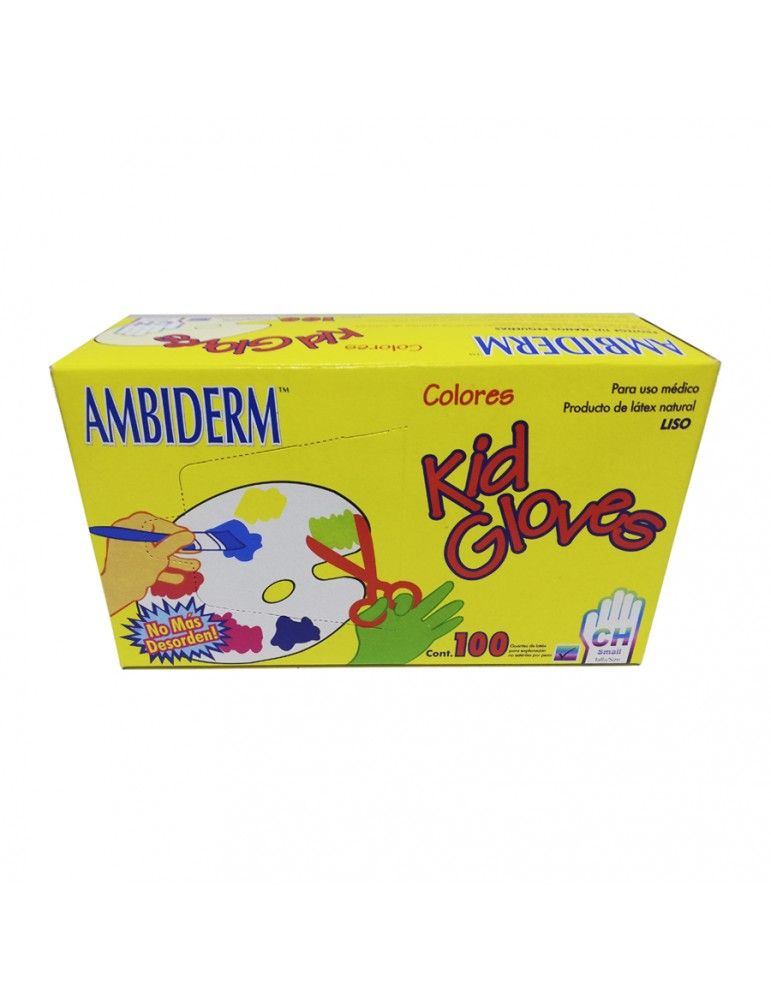 GUANTE CHICO NO ESTERIL LATEX NATURAL LISO COLORES KID GLOVES