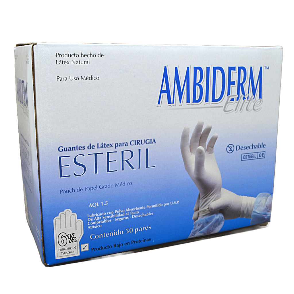 GUANTES LATEX CIRUGÍA ESTERIL TALLA 6-1/2 PAR AMBIDERM ELITE