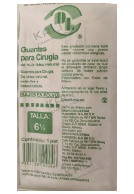 GUANTES LATEX CIRUGÍA ESTERIL TALLA 6-1/2 PAR DL