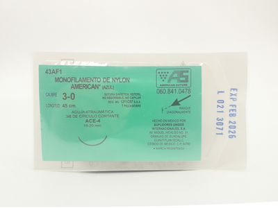 MONOFILAMENTO NYLON AZUL 3-0 ACE-4 PZA AMERICAN