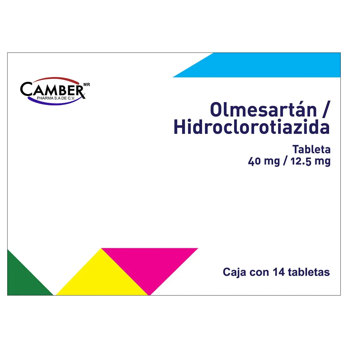 OLMESARTÁN, HIDROCLOROTIAZIDA 40/12.5 MG 14 TAB CAMBER