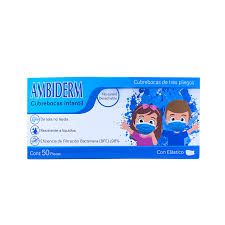 CUBREBOCA PARA NIÑOS 50 PZAS COLOR AZUL