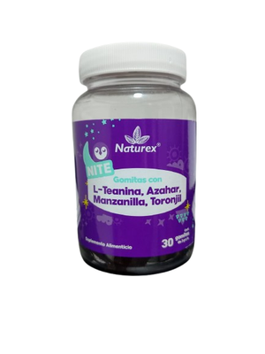 NITE GOMITAS CON L-TEANINA, AZAHAR, MANZANILLA, TORONJIL 3 G FCO 30 GOMITAS