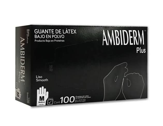 GUANTE MEDIANO NO ESTERIL NEGRO 100 PZAS AMBIDERM PLUS