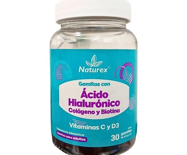 GOMITAS CON ÁCIDO HIALURÓNICO COLÁGENO BIOTINA FCO 30 GOMITAS 4.5 G