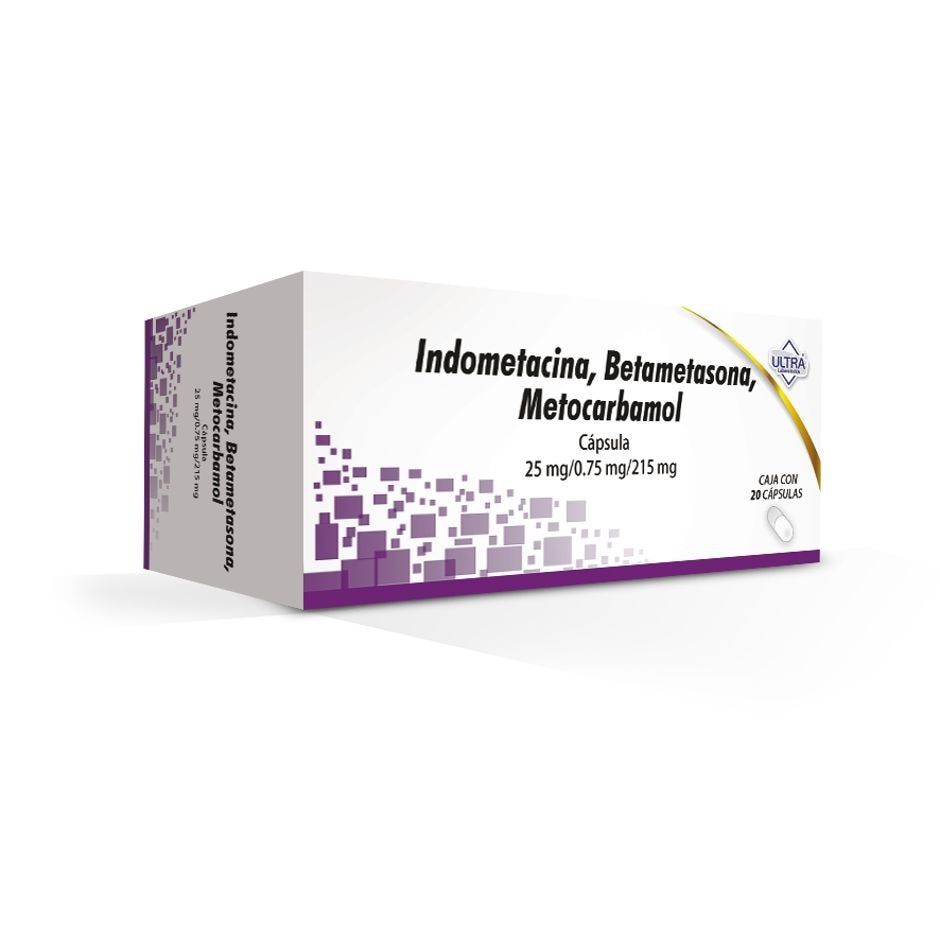 INDOMETACINA, BETAMETASONA, METOCARBAMOL 25/0.75/215 MG 20 CAP ULTRA
