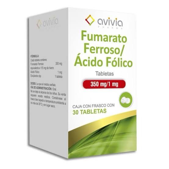FUMARATO FERROSO, ACIDO FOLICO 350/1 MG 30 TAB AVIVIA
