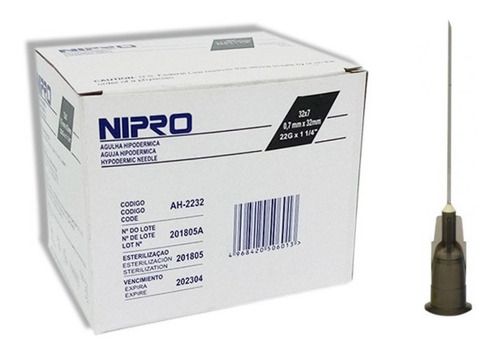 AGUJA HIPODÉRMICA 22GX1-1/4\&quot;(32MM) NEGRA 100 PZAS NIPRO