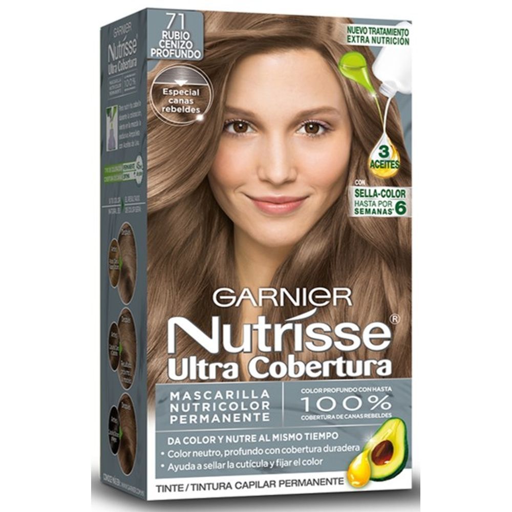 TINTE PARA EL CABELLO NUTRISSE 71 (ULTRA COBRIZO) RUBIO CENIZO PROFUNDO