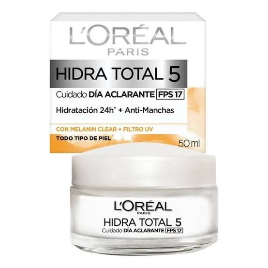 CREMA FACIAL L&#39;ORÉAL PARIS HIDRA-TOTAL 5 ANTI-MANCHAS DÍA ACLARANTE FPS 17 TARRO 50 ML