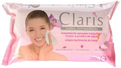 TOALLAS HÚMEDAS DESMAQUILLANTES PAQUETE 40 PIEZAS CLARIS