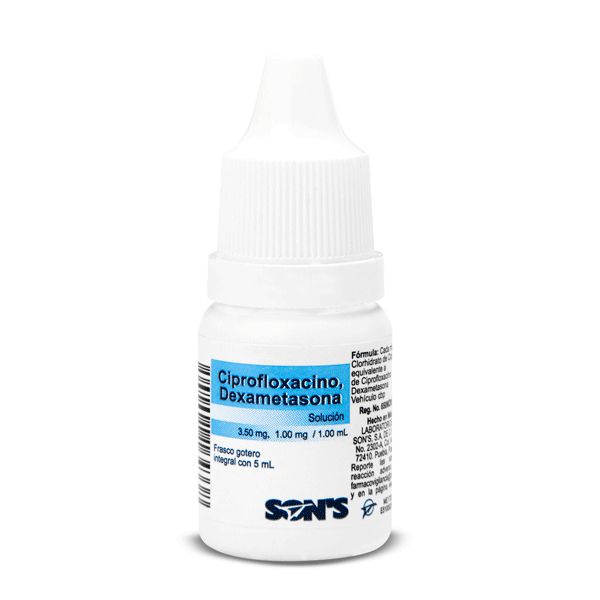 CIPROFLOXACINO/DEXAMETASONA 3.5-1 MG/1 ML 5 ML GOT SONS