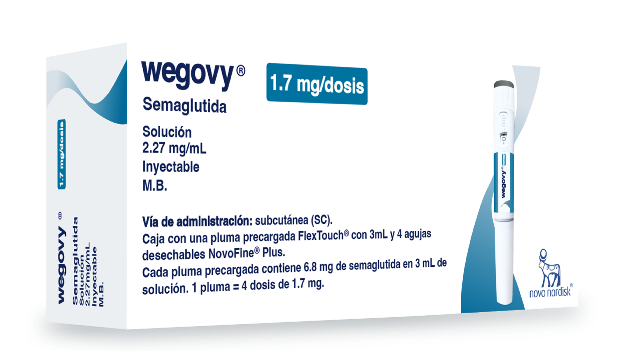 WEGOVY 1.7 MG 2.27 MG/1 ML PLUMA 3 ML 4 DOSIS SC