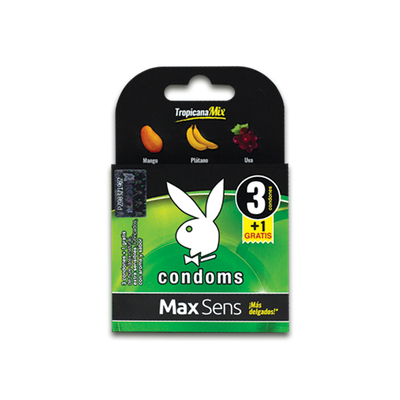 CONDONES CONDOMS MAXSENS TROPICANA MIX 3+1 PZAS MANGO, PLATANO, UVA