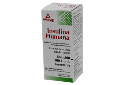 INSULINA HUMANA ORDINARIA ADN R 100UI/10 ML AMP SC, IM, IV AMSA